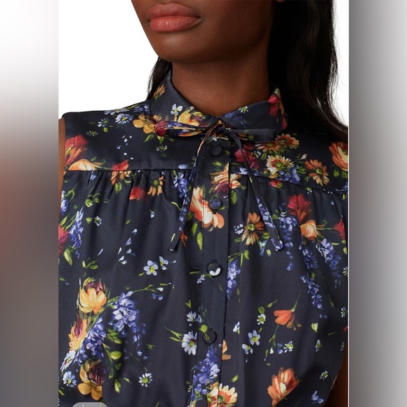 Adam Lippes floral sleeveless midi dress black 8 - Picture 3 of 8